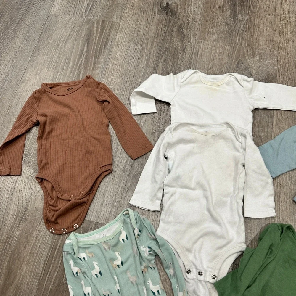 Baby Long Sleeve Bodysuit Bundle 6-9M HM Cloud Island Carter's Llama Ribbed‎ 5pc
